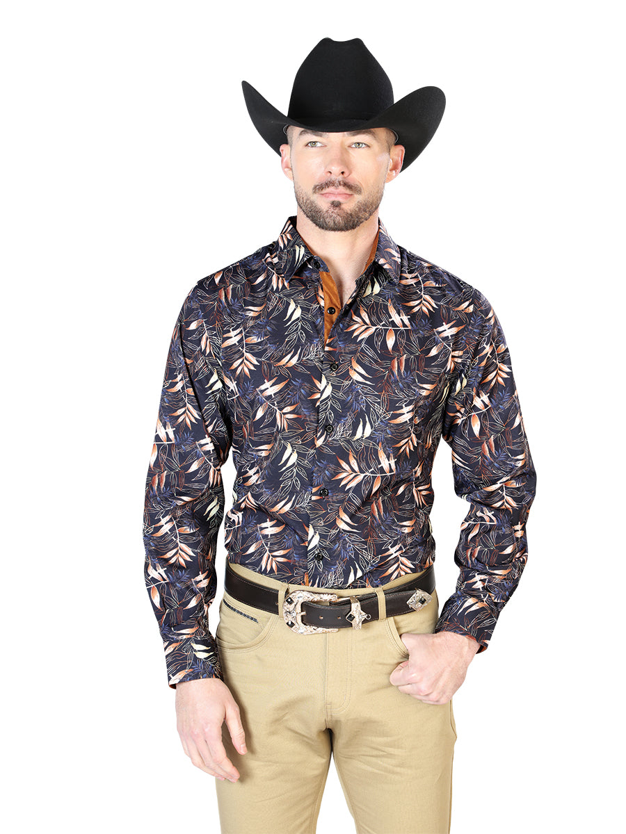 Black And Gold Casual Long Sleeve Shirt 43691