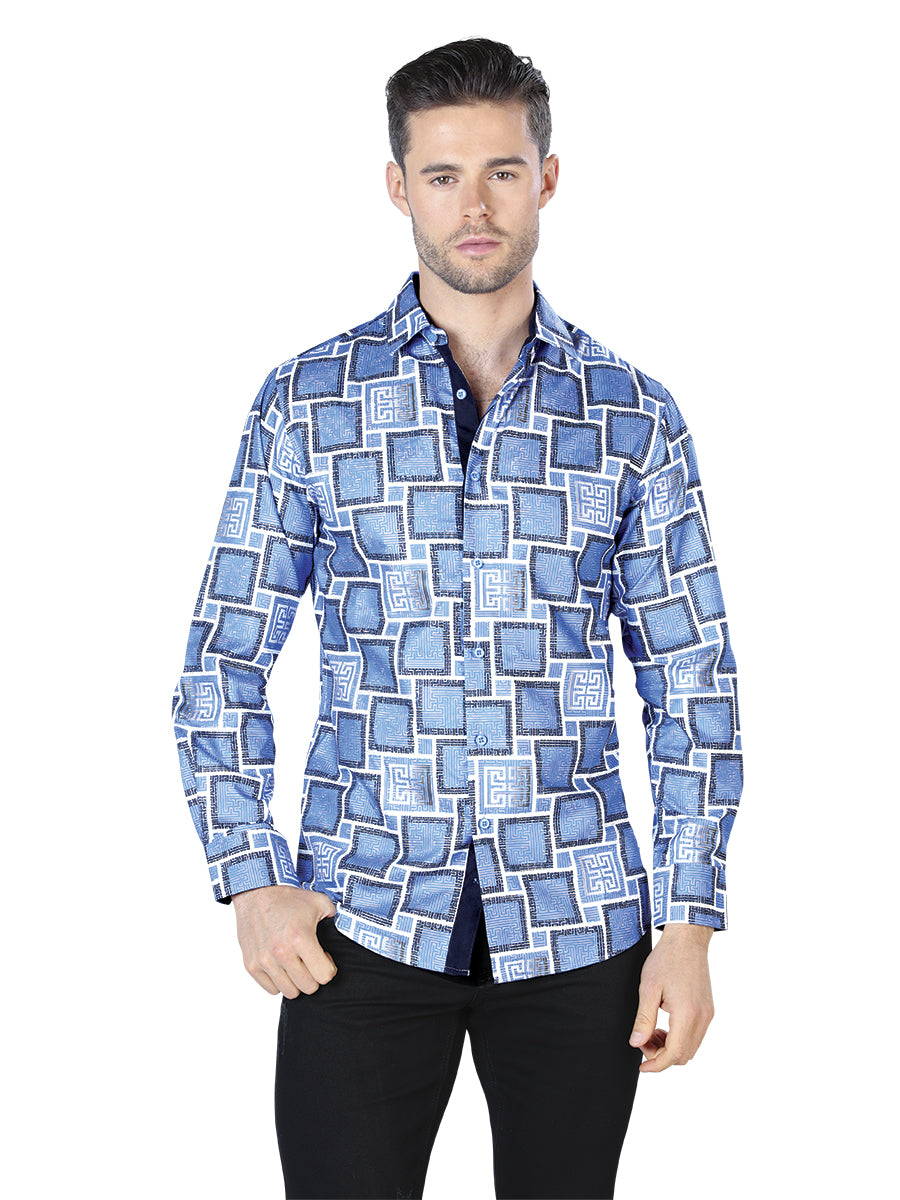 Blue Casual Long Sleeve Shirt 44004