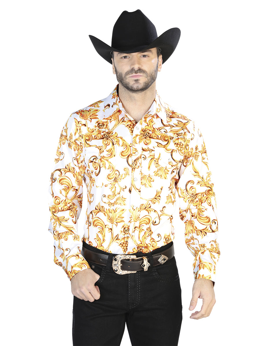 Off White Gold Casual Long Sleeve Shirt 44060