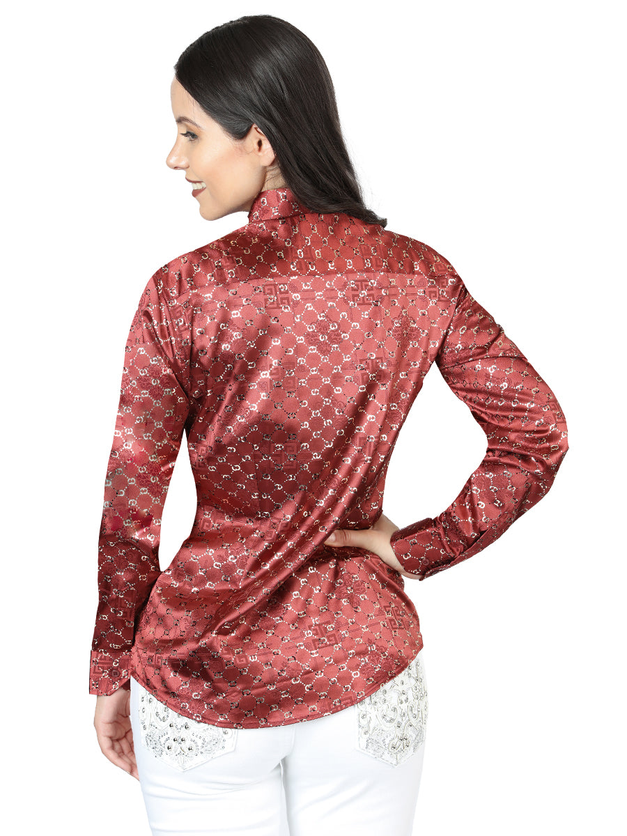 El General Burgundy/Gold Casual Long-Sleeve Shirt 44555