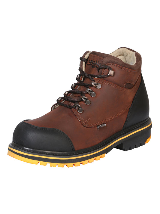 Establo Men's Work Ankle Boot - Black/Brown  Lace-Up 10848