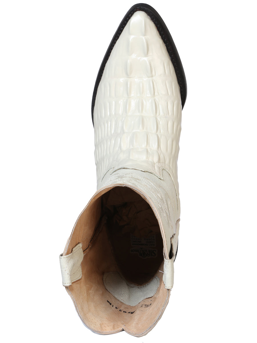 El Señor de los Cielos Men’s Western Boot - Caiman Tail Print Leather  - Bone 40845