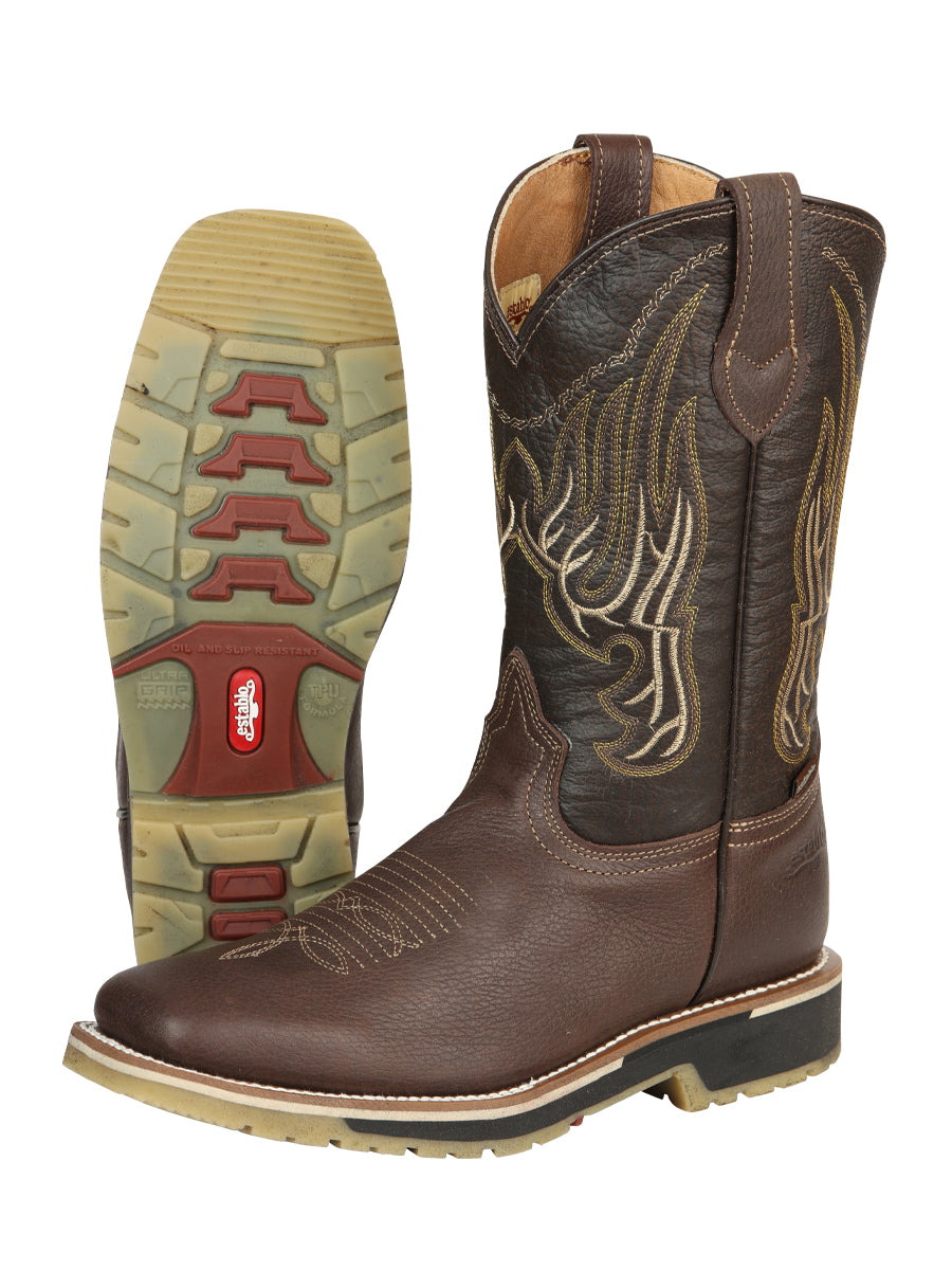Establo Work Men’s Rodeo Boot - Bovine Grizzly Leather in Brown

  41539