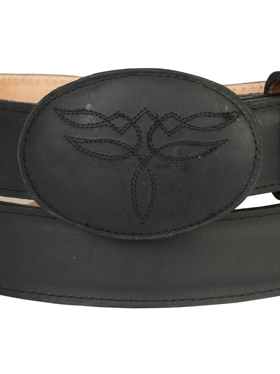 El General Men’s Western Belt - Crazy Cowhide Leather - Black  43190