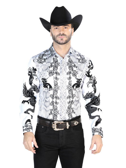 White Black Casual Long Sleeve Shirt 44066