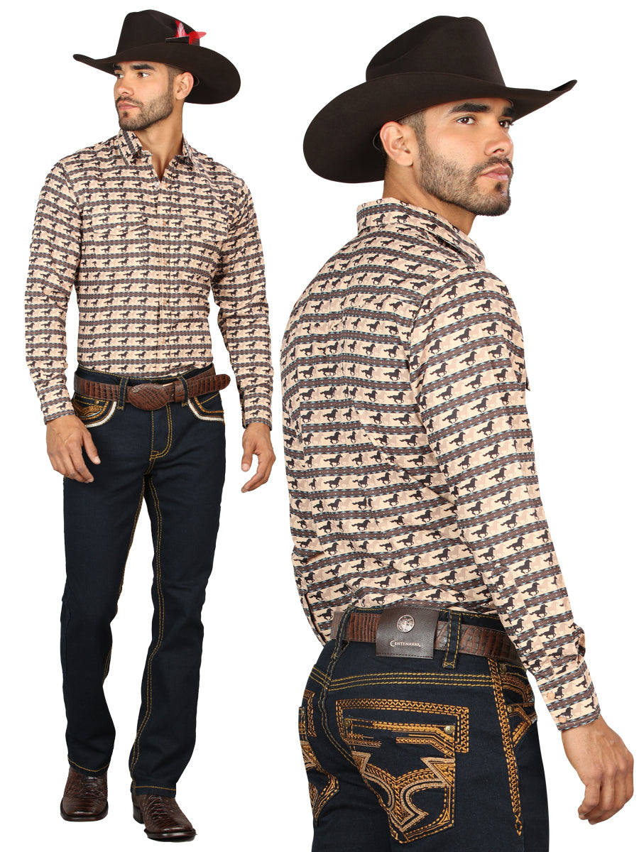 Centenario Men's Rinse Blue Denim with Gold Embroidered Details  45313