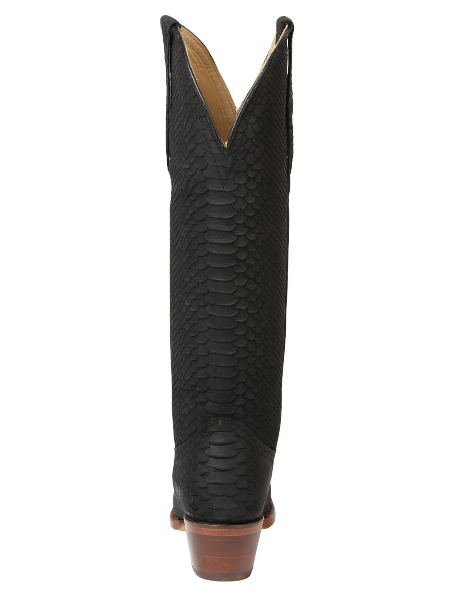 El General Women’s Western Boots Python Print - Black 45791