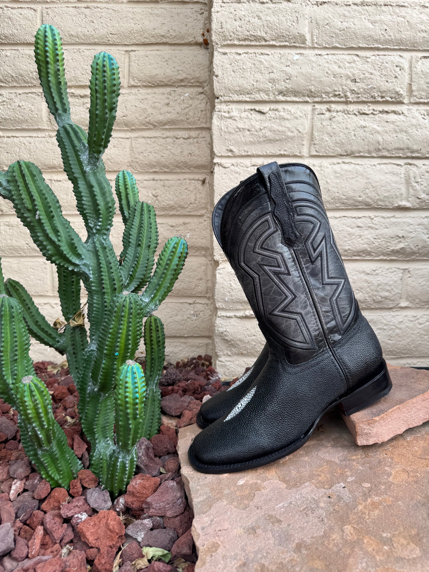 El General Black Stingray Boots-Square Toe
