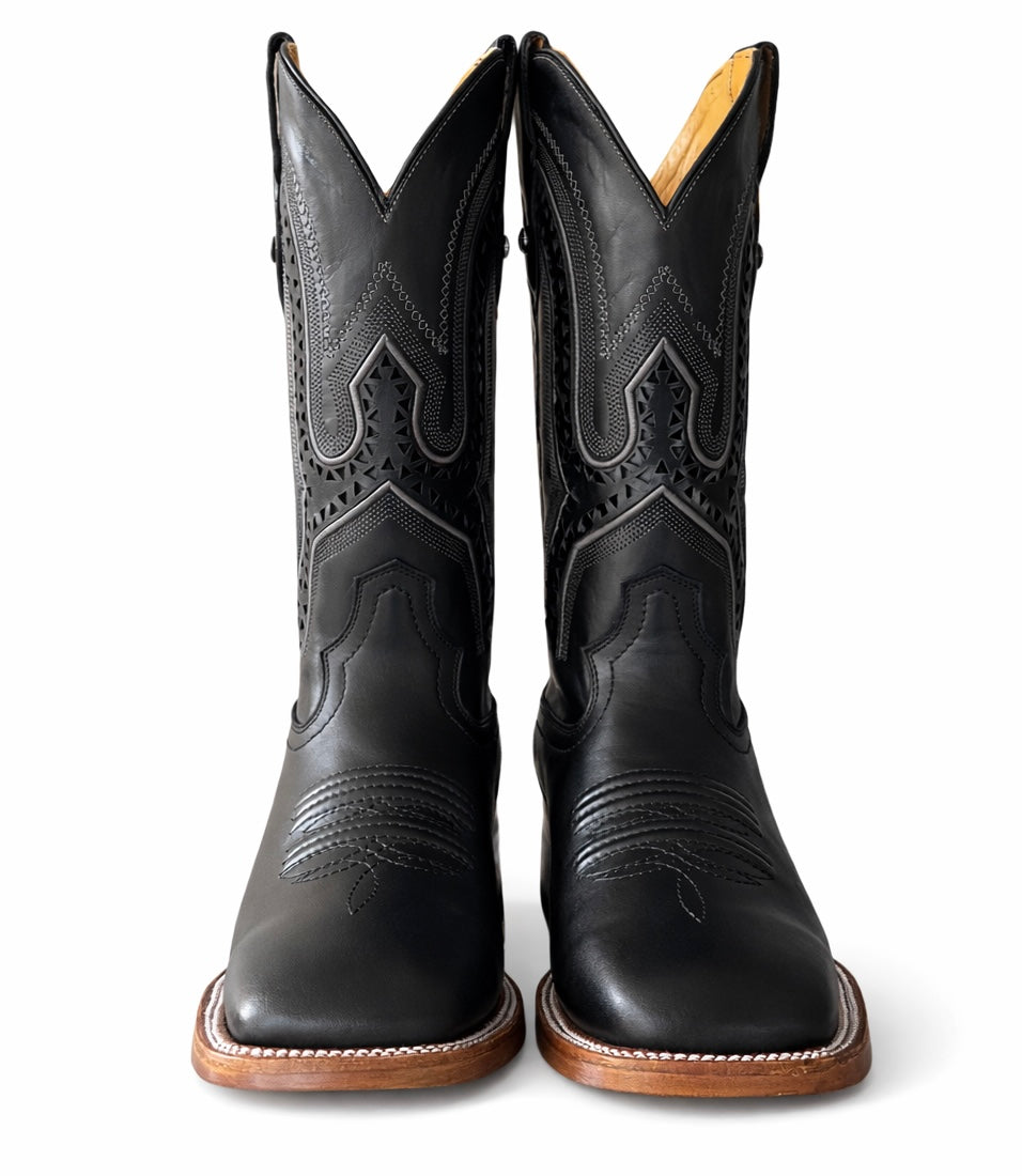 Dark Ranch Black Leather Classic- Square Toe