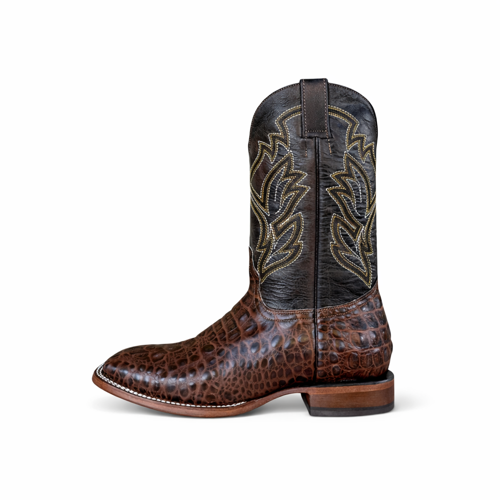 Dark Ranch Brown Nile Loin Boots-Square Toe