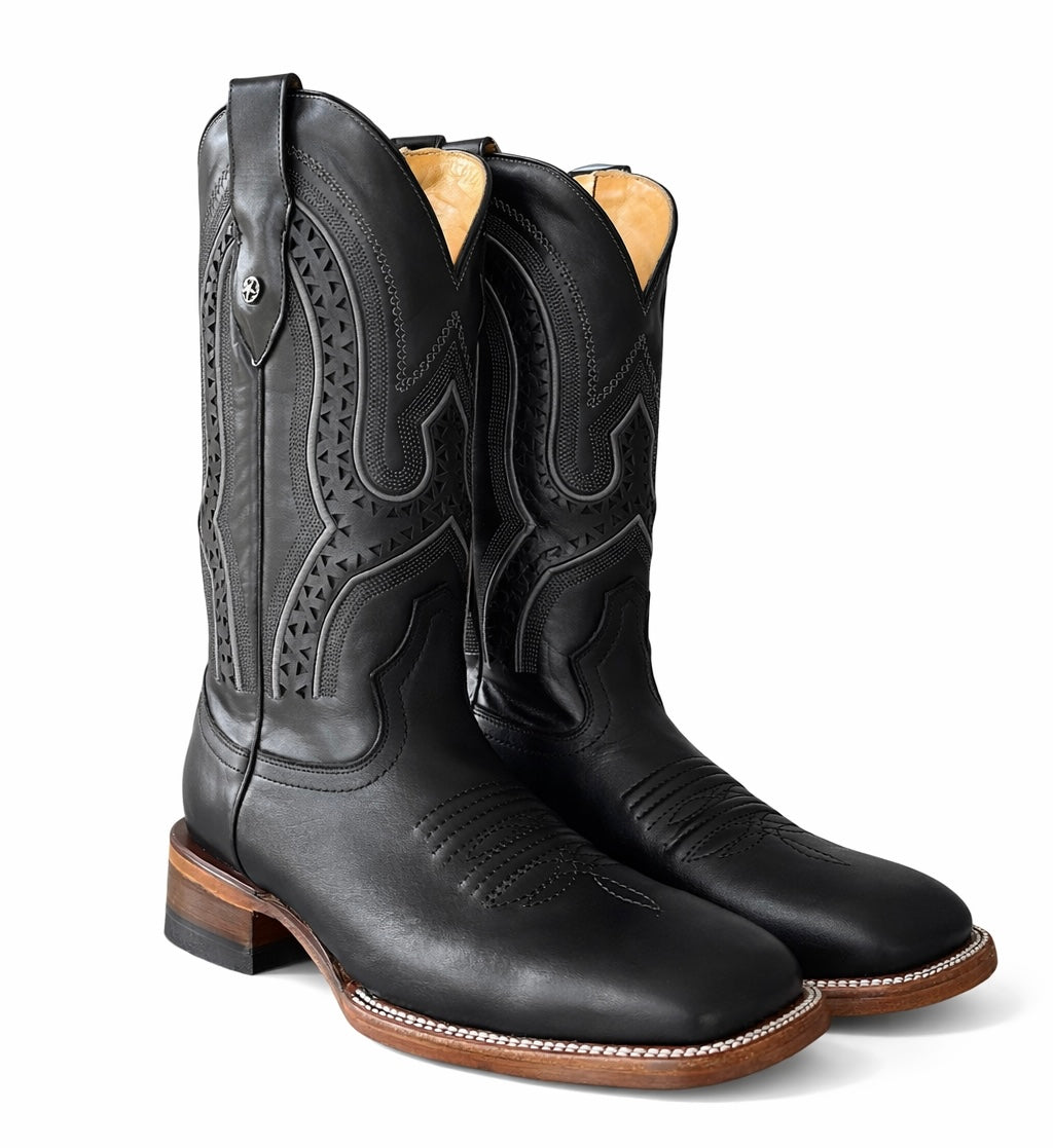 Dark Ranch Black Leather Classic- Square Toe