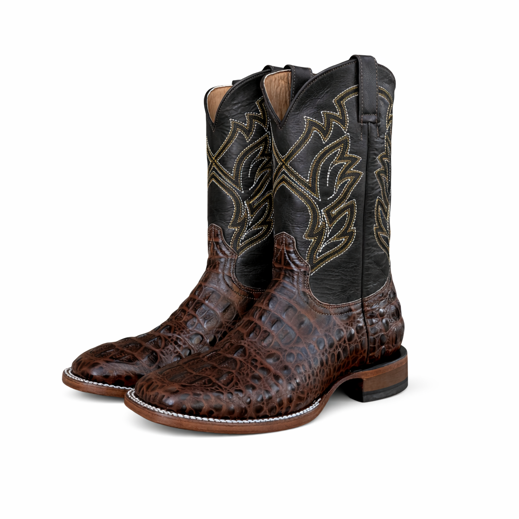 Dark Ranch Brown Nile Loin Boots-Square Toe