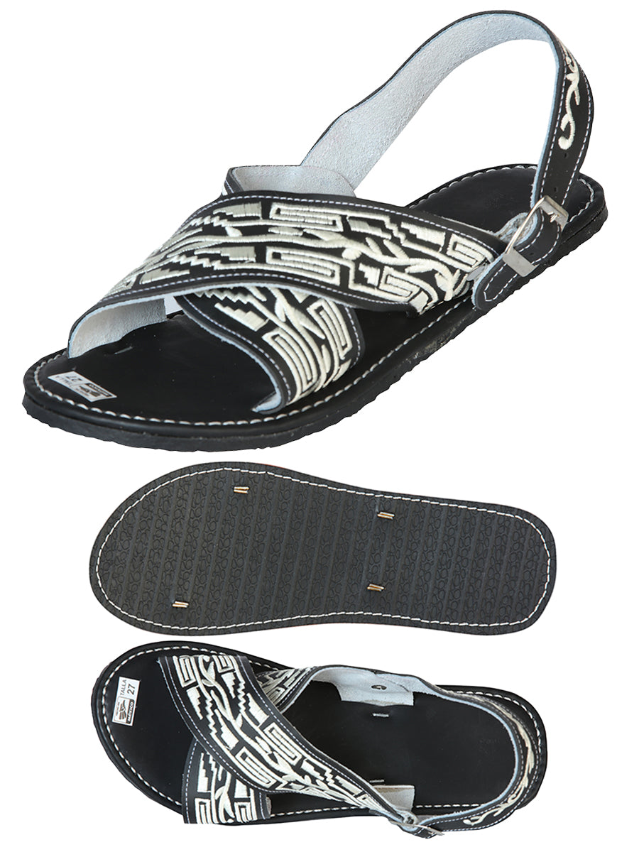 Mexican Artisanal Sandals Leather Black  603786