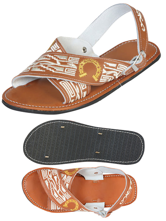 Mexican Artisanal Sandals Leather  Natural Horseshoe 603789