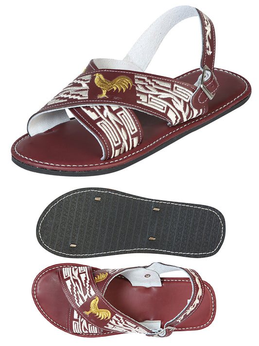 Mexican Artisanal Sandals Leather Shedron Rooster 603791