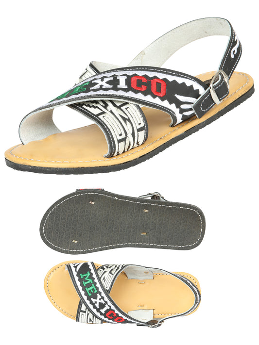 Mexican Artisanal Sandals Leather Black Mexico 604033
