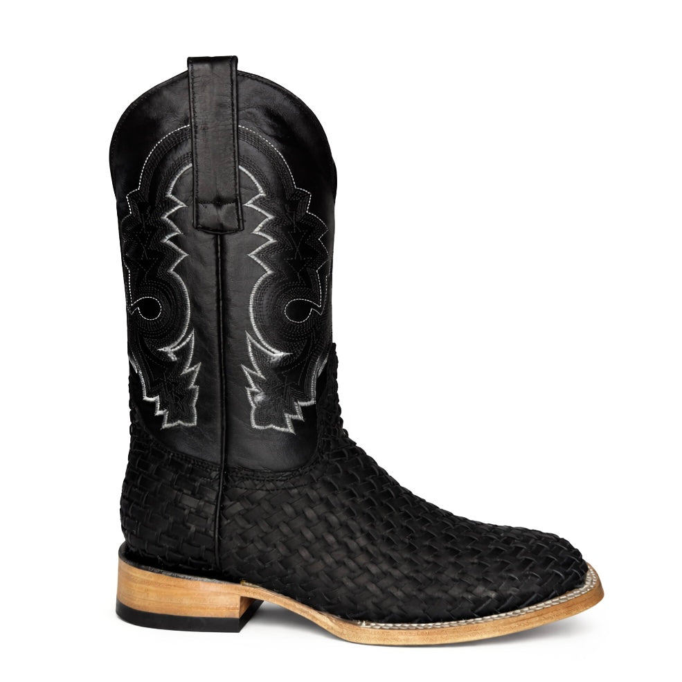 Dark Ranch Basketweeve Petatillo Boots–Square Toe