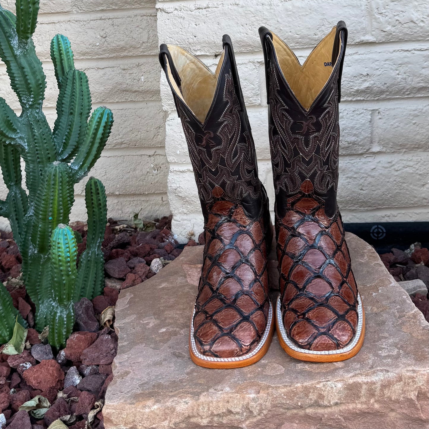 Dark Ranch Cognac Boots-Square Toe