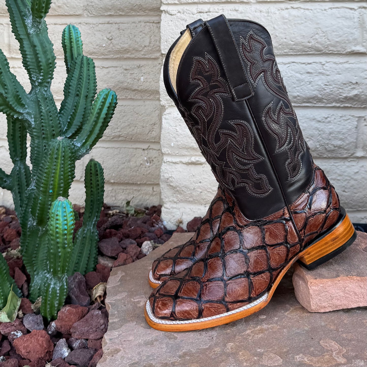 Dark Ranch Cognac Boots-Square Toe