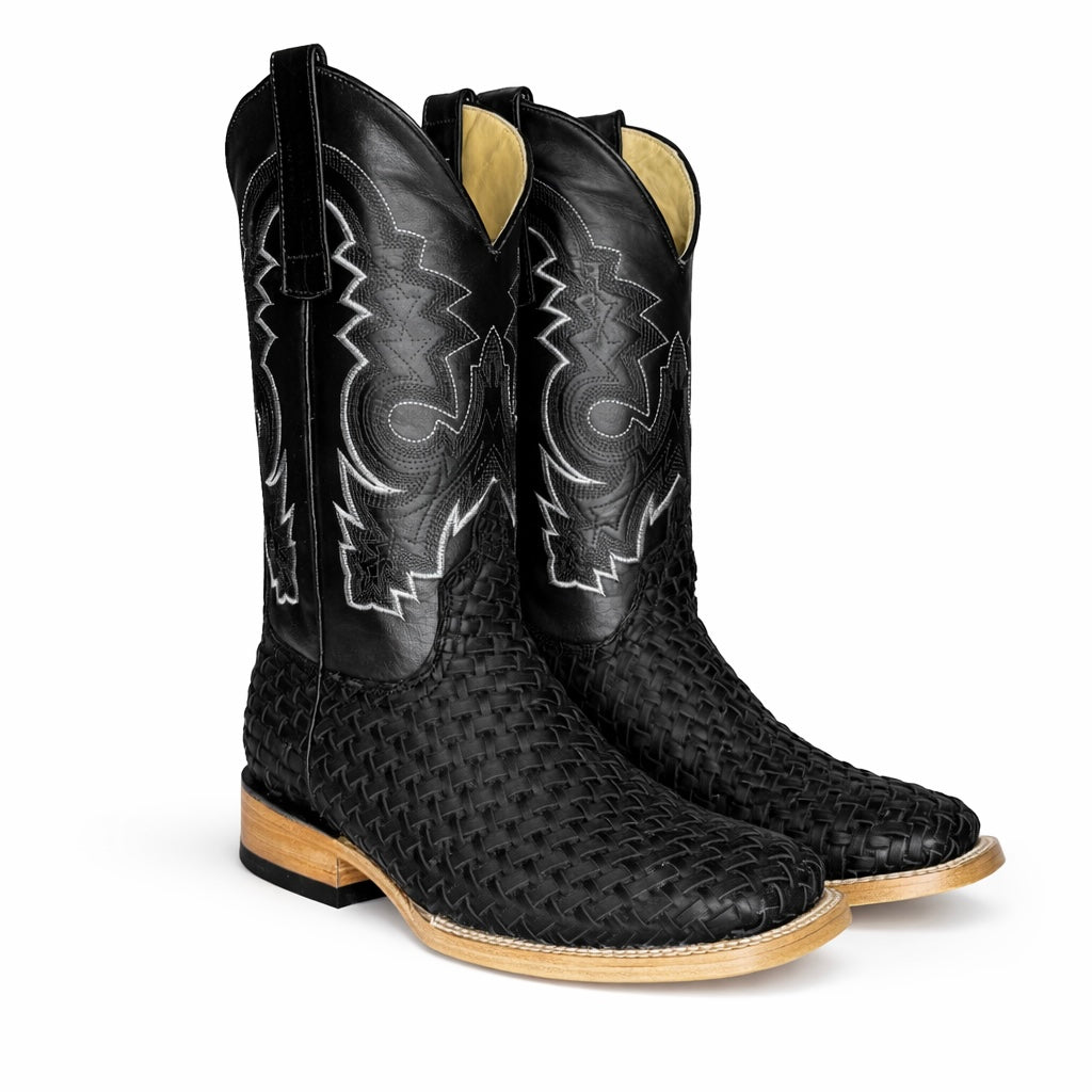 Dark Ranch Basketweeve Petatillo Boots–Square Toe