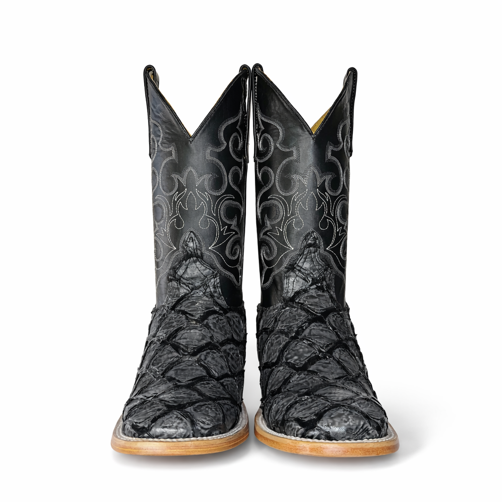 Dark Ranch Grey Pirarucu Boots-Square Toe
